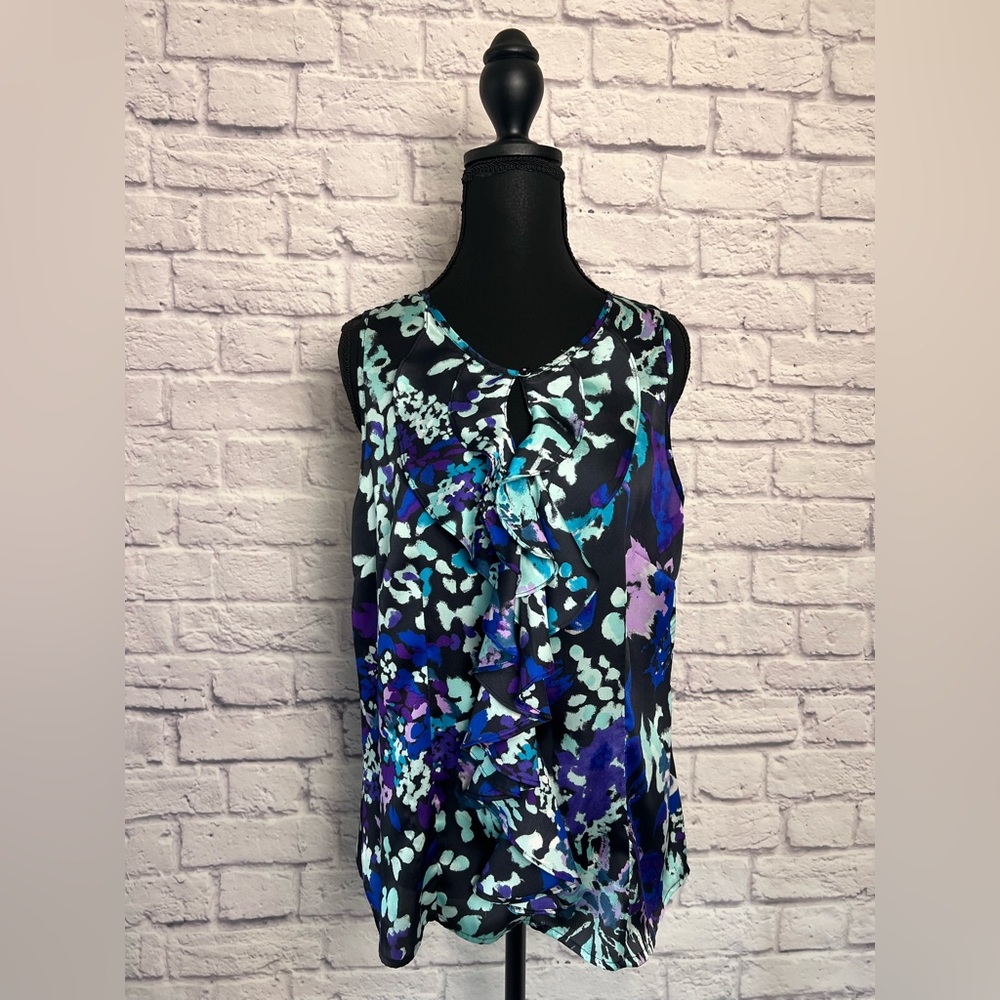 Violet & Claire Colorful Sleeveless Top with Ruffle Detail size M